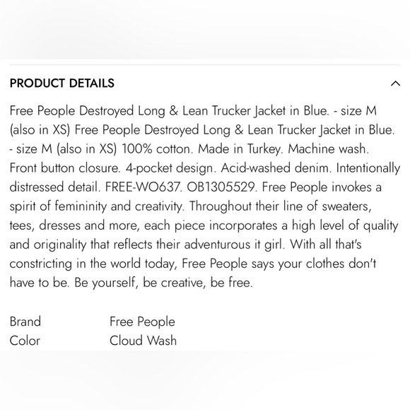 Free People Destroyed Long & Lean Trucker Jacket - Picture 8 of 8